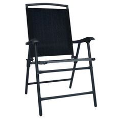 Chaise de jardin pliable textilène et métal noir Ariz - Lot de 2
