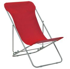 Chaise de jardin pliante tissu rouge et métal Ecio - Lot de 2