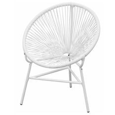 Chaise de jardin resine tressée et métal blanc Roela