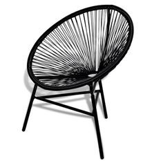 Chaise de jardin resine tressée noire et pieds métal Roela