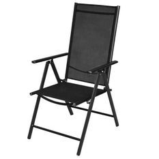 Chaise de jardin textilène et métal noir Tirat - Lot de 2