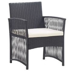 Chaise de jardin tissu blanc et résine noire Ragen - Lot de 2