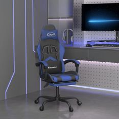 Chaise de jeu avec repose-pied Noir et bleu Similicuir 3