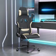 Chaise de jeu Noir et crème Tissu