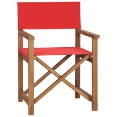 Chaise de metteur en scène Bois de teck solide Rouge