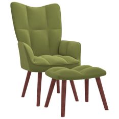 Chaise de relaxation avec repose-pied Vert clair Velours 8