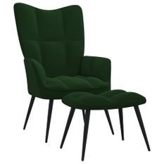Chaise de relaxation avec repose-pied Vert foncé Velours 8