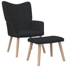 Chaise de relaxation et tabouret 62x68,5x96 cm Noir Tissu 3