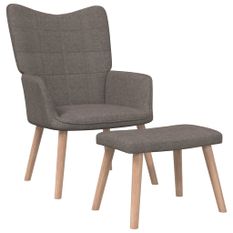Chaise de relaxation et tabouret 62x68,5x96 cm Taupe Tissu 3