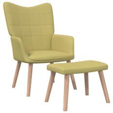Chaise de relaxation et tabouret 62x68,5x96 cm Vert Tissu 3