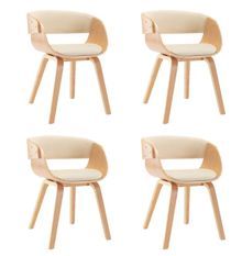 Chaise de salle à manger bois clair et simili cuir beige Onetop - Lot de 4