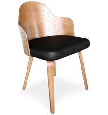 Chaise de salle à manger bois clair et simili cuir noir Pala - Lot de 2 2