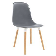 Chaise de salle à manger polypropylène gris et bois massif clair Creativ - Lot de 2