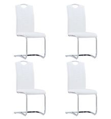 Chaise de salle à manger simili cuir blanc et métal chromé Divine - Lot de 4