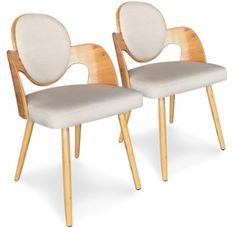 Chaise de salle à manger tissu beige et bois clair Gate - Lot de 2