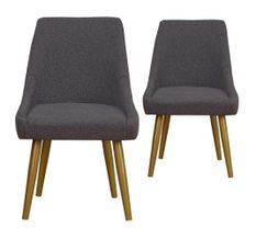 Chaise de salle à manger tissu gris foncé et pieds métal doré Pamela - Lot de 2