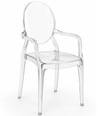 Chaise de salle à manger transparente KALERIA – Design contemporain avec accoudoirs