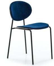 Chaise de salle à manger velours bleu et pieds métal noir Lyam