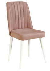 Chaise de salle à manger velours rose pale et bois blanc Akira