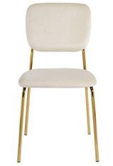 Chaise design avec assise velours crème et pieds en métal doré Kara