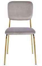 Chaise design avec assise velours gris et pieds en métal doré Kara