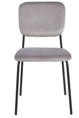 Chaise design avec assise velours gris et pieds en métal noir Kara