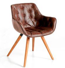 Chaise design bois massif de frêne et simili cuir capitonné Kida - Lot de 2