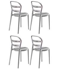 Chaise design laquée blanc et polycarbonate transparent Verza- Lot de 4