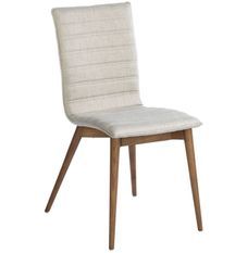 Chaise design LUZA – Tissu gris & pieds en bois noyer