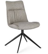 Chaise design simili cuir beige et pieds acier noir Jowka - Lot de 2