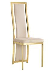 Chaise design simili cuir et acier doré Milana - Lot de 6