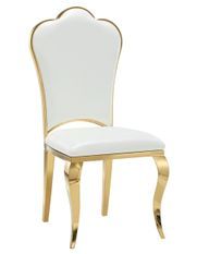 Chaise design simili cuir et pieds doré effet miroir Kouma - Lot de 4