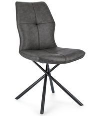 Chaise design simili cuir gris et pieds acier noir Kowla - Lot de 2