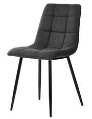 Chaise design tissu gris foncé rembourré et pieds métal noir Livio