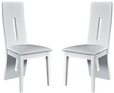 Chaise similicuir blanc et bois laqué Kela - Lot de 2