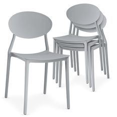 Chaise empilable moderne polypropylène gris Bala - Lot de 4