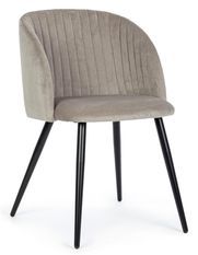 Chaise en acier et en velours taupe Quentin - Lot de 2