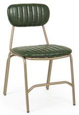 Chaise en acier vert foncé et doré Addy - Lot de 2