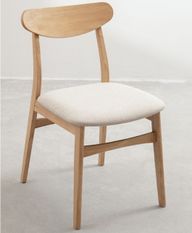 Chaise en bois clair et tissu beige Klouda