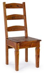 Chaise en bois d'acacia massif finition rustique marron Kastela - Lot de 2