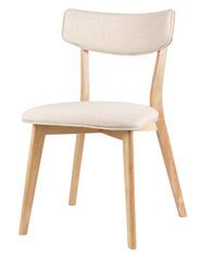 Chaise en bois de chêne et tissu beige clair Bonka