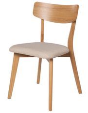 Chaise en bois de chêne et tissu beige clair Reka