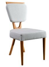 Chaise en bois de chêne et tissu lin crème Karny - Lot de 2