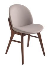 Chaise en bois de frêne couleur noyer et cuir écologique Sabry