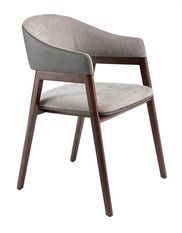 Chaise en bois de frêne couleur noyer et simili tissu gris Gaby