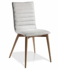 Chaise en bois de frêne couleur noyer et tissu Luza - Lot de 2