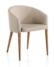 Chaise en bois de frêne et tissu beige Amandine - Lot de 2