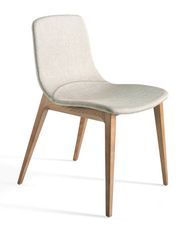 Chaise en bois de frêne et tissu beige Béa - Lot de 2