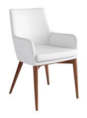 Chaise en bois de frêne et tissu blanc Boris - Lot de 2