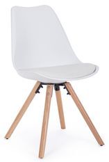 Chaise en bois de hêtre et plastique blanc Teddy - Lot de 4